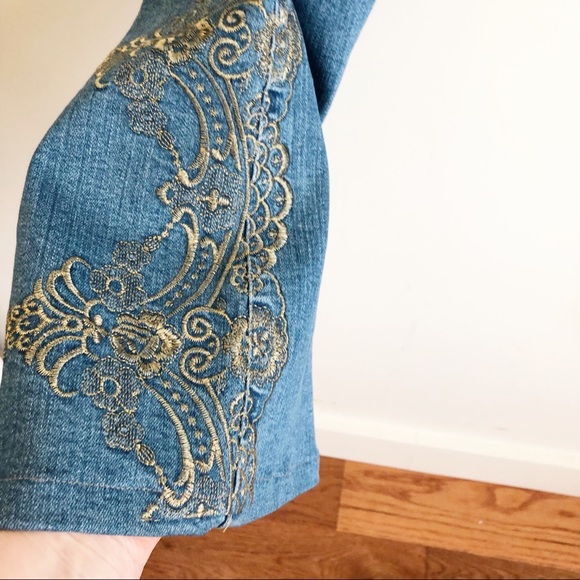 Vintage Cache Embroidered Flare Denim Jeans 12 - Picture 5 of 8